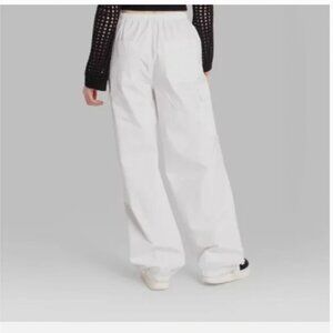 Wild Fable Mid Rise Relaxed Fit Full Parachute Pants White new women's med
